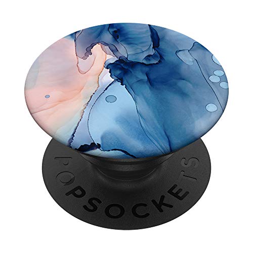 Blush Pink & Ocean Blue Aquarell Abstrakter Tintenklecks PopSockets PopGrip: Ausziehbarer Sockel und Griff für Handys/Tablets mit Tauschbarem Top von Cute Phone Accessories by Vine Mercantile