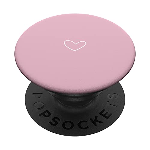 Weißes Herz auf blassrosa süßem Herz, minimalistisch PopSockets Klebender PopGrip Weißes Herz auf blassrosa süßem Herz, minimalistisch PopSockets Klebender PopGrip von Cute Simple Hearts Designs