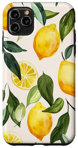 Hülle für iPhone 11 Pro Max Muster Kunst Zitrone Obst Vintage von Cute Vintage Pattern Graphic (Lemon)