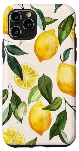 Hülle für iPhone 11 Pro Muster Kunst Zitrone Obst Vintage von Cute Vintage Pattern Graphic (Lemon)