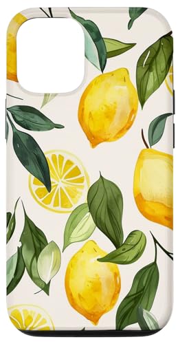 Hülle für iPhone 12/12 Pro Muster Kunst Zitrone Obst Vintage von Cute Vintage Pattern Graphic (Lemon)