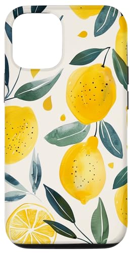 Hülle für iPhone 12/12 Pro Obstmuster Kunst Zitrone Vintage Aquarell von Cute Vintage Pattern Graphic (Lemon)