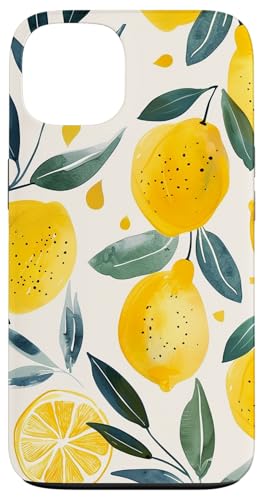 Hülle für iPhone 13 Obstmuster Kunst Zitrone Vintage Aquarell von Cute Vintage Pattern Graphic (Lemon)