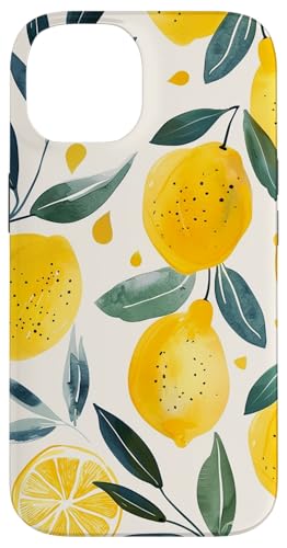 Hülle für iPhone 14 Obstmuster Kunst Zitrone Vintage Aquarell von Cute Vintage Pattern Graphic (Lemon)