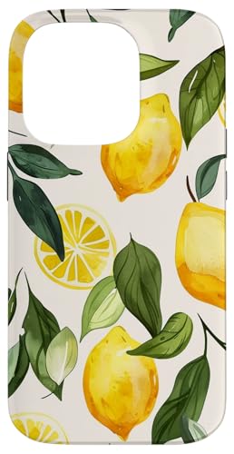 Hülle für iPhone 14 Pro Muster Kunst Zitrone Obst Vintage von Cute Vintage Pattern Graphic (Lemon)
