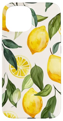Hülle für iPhone 15 Muster Kunst Zitrone Obst Vintage von Cute Vintage Pattern Graphic (Lemon)