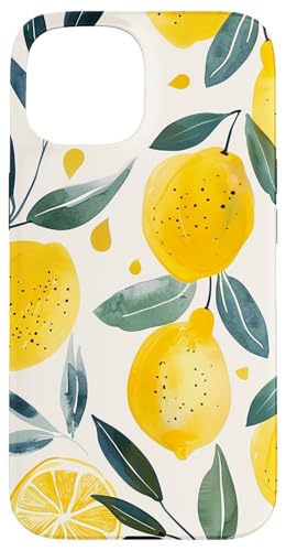 Hülle für iPhone 15 Obstmuster Kunst Zitrone Vintage Aquarell von Cute Vintage Pattern Graphic (Lemon)