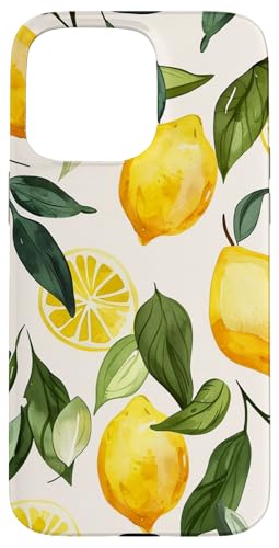 Hülle für iPhone 15 Pro Max Muster Kunst Zitrone Obst Vintage von Cute Vintage Pattern Graphic (Lemon)