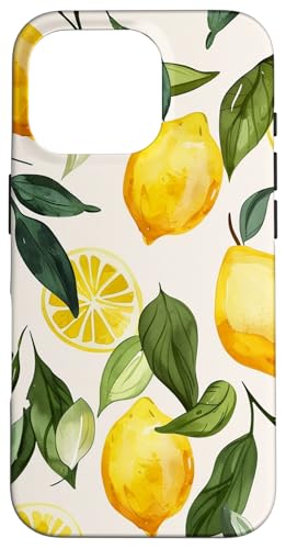 Hülle für iPhone 16 Pro Muster Kunst Zitrone Obst Vintage von Cute Vintage Pattern Graphic (Lemon)