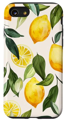 Hülle für iPhone SE (2020) / 7 / 8 Muster Kunst Zitrone Obst Vintage von Cute Vintage Pattern Graphic (Lemon)