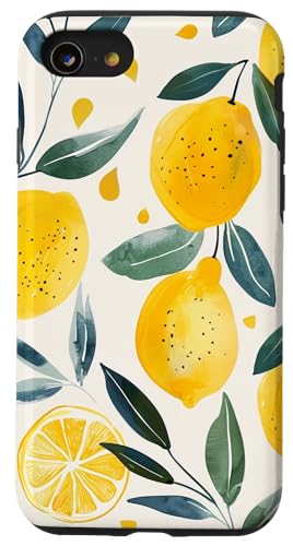 Hülle für iPhone SE (2020) / 7 / 8 Obstmuster Kunst Zitrone Vintage Aquarell von Cute Vintage Pattern Graphic (Lemon)