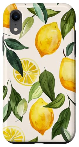 Cute Vintage Pattern Graphic (Lemon) Hülle für iPhone XR, Gelb, Rückseite, Polycarbonat, Thermoplastisches Polyurethan, Einzigartiges Design mit Vintage-Muster und Obst-Illustrationen von Cute Vintage Pattern Graphic (Lemon)
