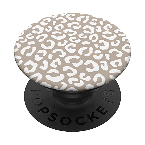 Taupe / Weiß mit Leopardenmuster PopSockets mit austauschbarem PopGrip Taupe / Weiß mit Leopardenmuster PopSockets mit austauschbarem PopGrip von Cute White Leopard Print Design