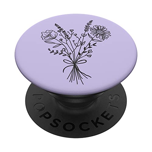 Lavendelfarbenes Wildblumen-Design PopSockets mit austauschbarem PopGrip von Cute Wildflower Floral Design