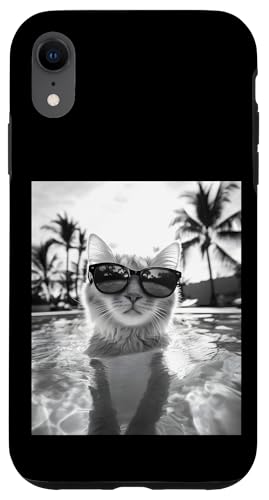 Katze trägt Sonnenbrille in einem Pool Hülle für iPhone XR Katze trägt Sonnenbrille in einem Pool Hülle für iPhone XR von Cute and Summery Animal Designs