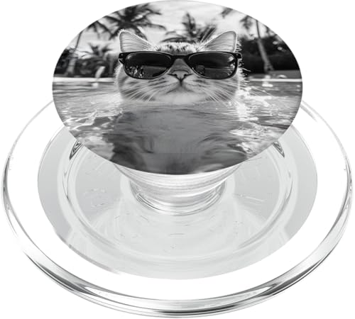 Katze trägt Sonnenbrille in einem Pool PopSockets PopGrip für MagSafe Katze trägt Sonnenbrille in einem Pool PopSockets PopGrip für MagSafe von Cute and Summery Animal Designs