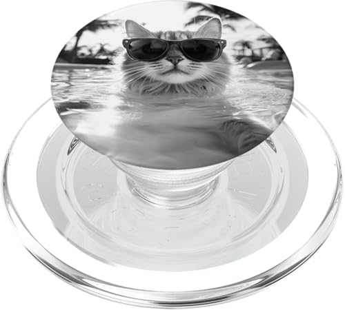 Katze trägt Sonnenbrille in einem Pool PopSockets PopGrip für MagSafe Katze trägt Sonnenbrille in einem Pool PopSockets PopGrip für MagSafe von Cute and Summery Animal Designs