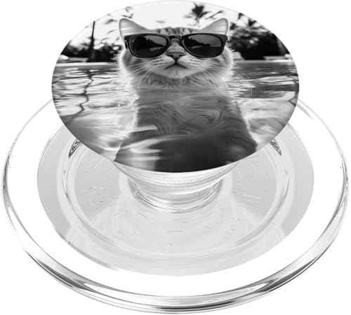 Katze trägt Sonnenbrille in einem Pool PopSockets PopGrip für MagSafe Katze trägt Sonnenbrille in einem Pool PopSockets PopGrip für MagSafe von Cute and Summery Animal Designs