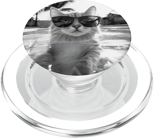 Katze trägt Sonnenbrille in einem Pool PopSockets PopGrip für MagSafe Katze trägt Sonnenbrille in einem Pool PopSockets PopGrip für MagSafe von Cute and Summery Animal Designs