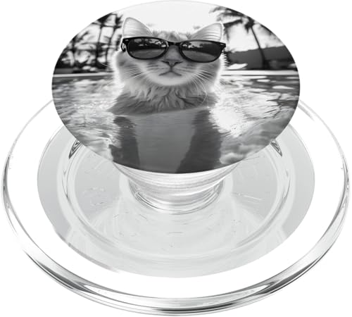 Katze trägt Sonnenbrille in einem Pool PopSockets PopGrip für MagSafe Katze trägt Sonnenbrille in einem Pool PopSockets PopGrip für MagSafe von Cute and Summery Animal Designs
