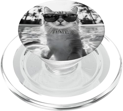 Katze trägt Sonnenbrille in einem Pool PopSockets PopGrip für MagSafe Katze trägt Sonnenbrille in einem Pool PopSockets PopGrip für MagSafe von Cute and Summery Animal Designs