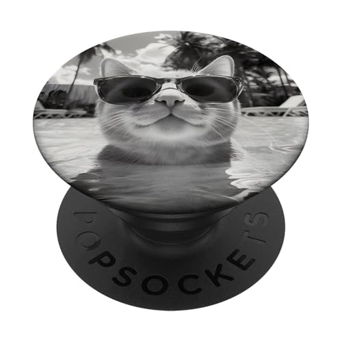 Lustige Katze mit Sonnenbrille in einem Pool mit Palmen PopSockets Klebender PopGrip Lustige Katze mit Sonnenbrille in einem Pool mit Palmen PopSockets Klebender PopGrip von Cute and Summery Animal Designs