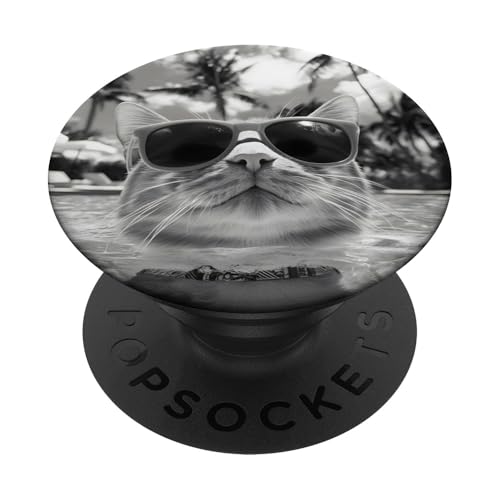 Lustige Katze mit Sonnenbrille in einem Pool mit Palmen PopSockets Klebender PopGrip Lustige Katze mit Sonnenbrille in einem Pool mit Palmen PopSockets Klebender PopGrip von Cute and Summery Animal Designs