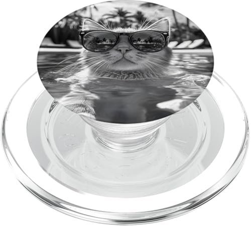 Lustige Katze mit Sonnenbrille in einem Pool mit Palmen PopSockets PopGrip für MagSafe Lustige Katze mit Sonnenbrille in einem Pool mit Palmen PopSockets PopGrip für MagSafe von Cute and Summery Animal Designs