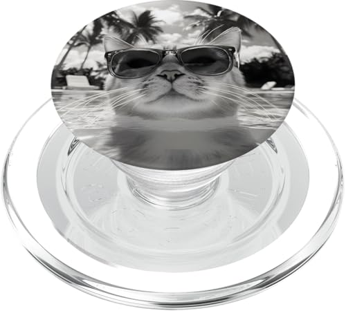 Lustige Katze mit Sonnenbrille in einem Pool mit Palmen PopSockets PopGrip für MagSafe Lustige Katze mit Sonnenbrille in einem Pool mit Palmen PopSockets PopGrip für MagSafe von Cute and Summery Animal Designs