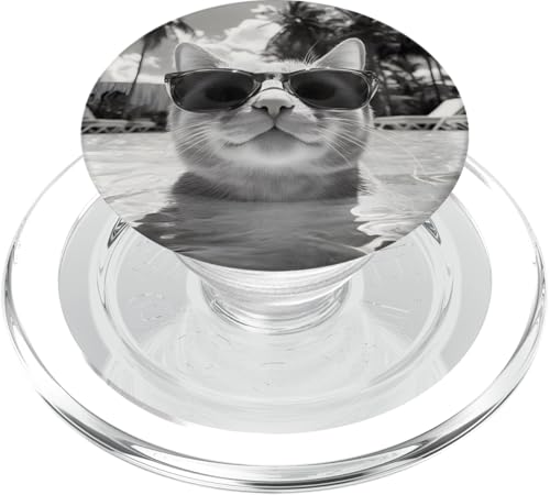 Lustige Katze mit Sonnenbrille in einem Pool mit Palmen PopSockets PopGrip für MagSafe Lustige Katze mit Sonnenbrille in einem Pool mit Palmen PopSockets PopGrip für MagSafe von Cute and Summery Animal Designs