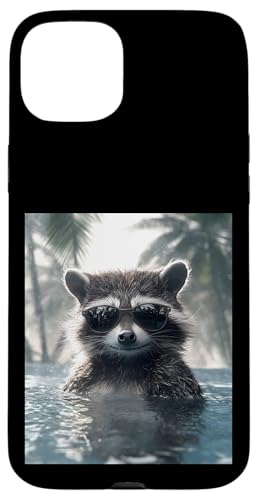 Lustiger Waschbär mit Sonnenbrille in einem Pool mit Palmen Hülle für iPhone 15 Plus Lustiger Waschbär mit Sonnenbrille in einem Pool mit Palmen Hülle für iPhone 15 Plus von Cute and Summery Animal Designs