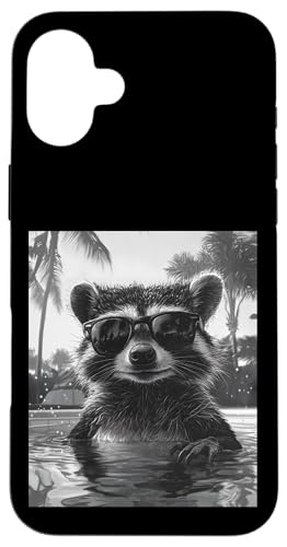 Lustiger Waschbär mit Sonnenbrille in einem Pool mit Palmen Hülle für iPhone 16 Plus Lustiger Waschbär mit Sonnenbrille in einem Pool mit Palmen Hülle für iPhone 16 Plus von Cute and Summery Animal Designs