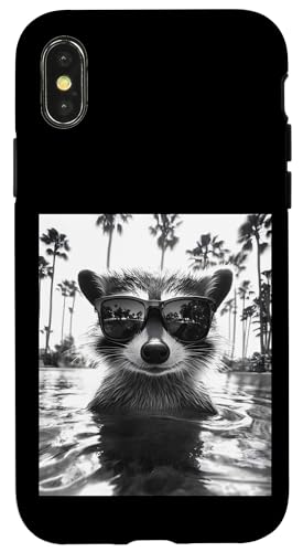 Lustiger Waschbär mit Sonnenbrille in einem Pool mit Palmen Hülle für iPhone X/XS Lustiger Waschbär mit Sonnenbrille in einem Pool mit Palmen Hülle für iPhone X/XS von Cute and Summery Animal Designs