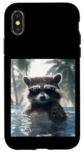 Lustiger Waschbär mit Sonnenbrille in einem Pool mit Palmen Hülle für iPhone X/XS Lustiger Waschbär mit Sonnenbrille in einem Pool mit Palmen Hülle für iPhone X/XS von Cute and Summery Animal Designs