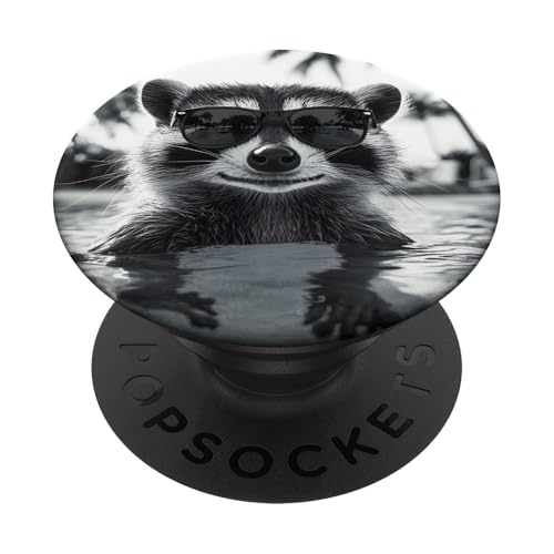 Lustiger Waschbär mit Sonnenbrille in einem Pool mit Palmen PopSockets Klebender PopGrip Lustiger Waschbär mit Sonnenbrille in einem Pool mit Palmen PopSockets Klebender PopGrip von Cute and Summery Animal Designs