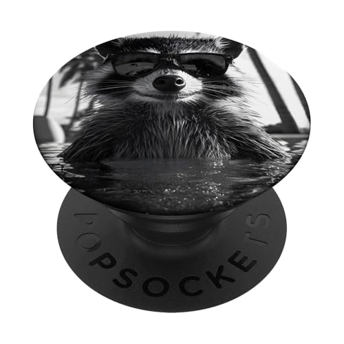 Lustiger Waschbär mit Sonnenbrille in einem Pool mit Palmen PopSockets Klebender PopGrip Lustiger Waschbär mit Sonnenbrille in einem Pool mit Palmen PopSockets Klebender PopGrip von Cute and Summery Animal Designs