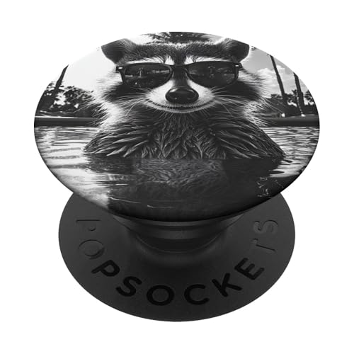 Lustiger Waschbär mit Sonnenbrille in einem Pool mit Palmen PopSockets Klebender PopGrip Lustiger Waschbär mit Sonnenbrille in einem Pool mit Palmen PopSockets Klebender PopGrip von Cute and Summery Animal Designs