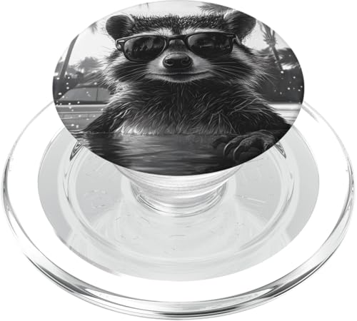Lustiger Waschbär mit Sonnenbrille in einem Pool mit Palmen PopSockets PopGrip für MagSafe Lustiger Waschbär mit Sonnenbrille in einem Pool mit Palmen PopSockets PopGrip für MagSafe von Cute and Summery Animal Designs