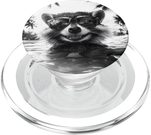 Lustiger Waschbär mit Sonnenbrille in einem Pool mit Palmen PopSockets PopGrip für MagSafe Lustiger Waschbär mit Sonnenbrille in einem Pool mit Palmen PopSockets PopGrip für MagSafe von Cute and Summery Animal Designs