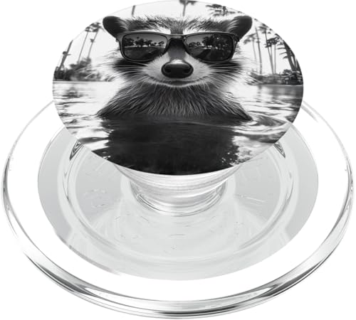 Lustiger Waschbär mit Sonnenbrille in einem Pool mit Palmen PopSockets PopGrip für MagSafe Lustiger Waschbär mit Sonnenbrille in einem Pool mit Palmen PopSockets PopGrip für MagSafe von Cute and Summery Animal Designs