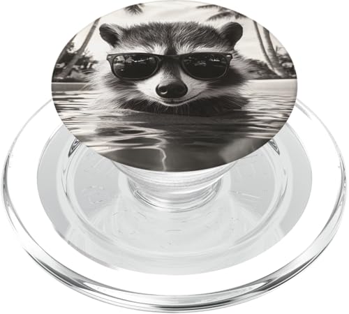 Lustiger Waschbär mit Sonnenbrille in einem Pool mit Palmen PopSockets PopGrip für MagSafe Lustiger Waschbär mit Sonnenbrille in einem Pool mit Palmen PopSockets PopGrip für MagSafe von Cute and Summery Animal Designs