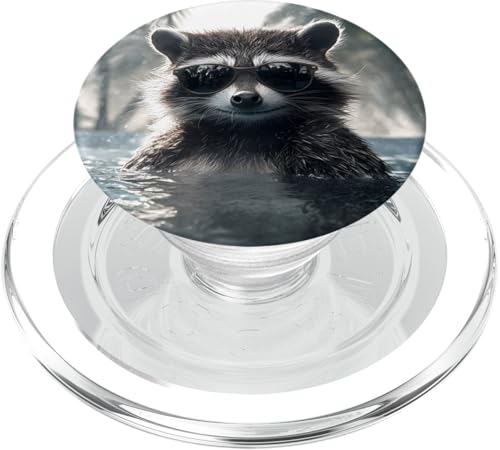 Lustiger Waschbär mit Sonnenbrille in einem Pool mit Palmen PopSockets PopGrip für MagSafe Lustiger Waschbär mit Sonnenbrille in einem Pool mit Palmen PopSockets PopGrip für MagSafe von Cute and Summery Animal Designs