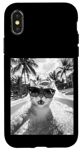 Schockiert aussehende Katze mit Sonnenbrille in einer Wasserrutsche Hülle für iPhone X/XS Schockiert aussehende Katze mit Sonnenbrille in einer Wasserrutsche Hülle für iPhone X/XS von Cute and Summery Animal Designs