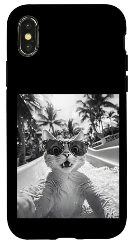 Schockiert aussehende Katze mit Sonnenbrille in einer Wasserrutsche Hülle für iPhone X/XS Schockiert aussehende Katze mit Sonnenbrille in einer Wasserrutsche Hülle für iPhone X/XS von Cute and Summery Animal Designs