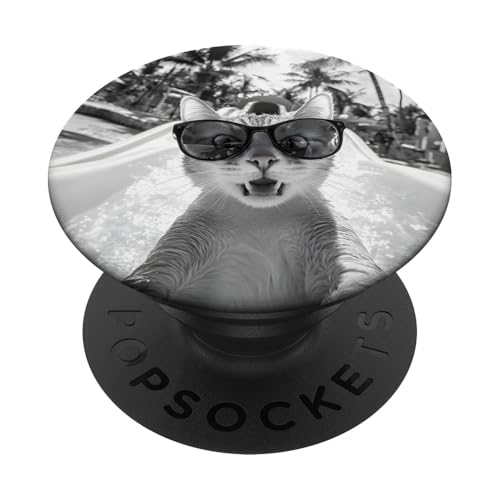 Schockiert aussehende Katze mit Sonnenbrille in einer Wasserrutsche PopSockets Klebender PopGrip Schockiert aussehende Katze mit Sonnenbrille in einer Wasserrutsche PopSockets Klebender PopGrip von Cute and Summery Animal Designs