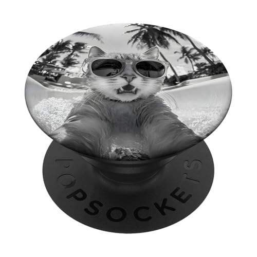 Schockiert aussehende Katze mit Sonnenbrille in einer Wasserrutsche PopSockets Klebender PopGrip Schockiert aussehende Katze mit Sonnenbrille in einer Wasserrutsche PopSockets Klebender PopGrip von Cute and Summery Animal Designs