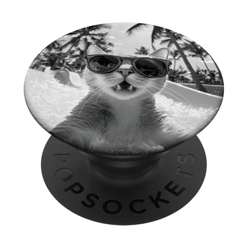 Schockiert aussehende Katze mit Sonnenbrille in einer Wasserrutsche PopSockets Klebender PopGrip Schockiert aussehende Katze mit Sonnenbrille in einer Wasserrutsche PopSockets Klebender PopGrip von Cute and Summery Animal Designs