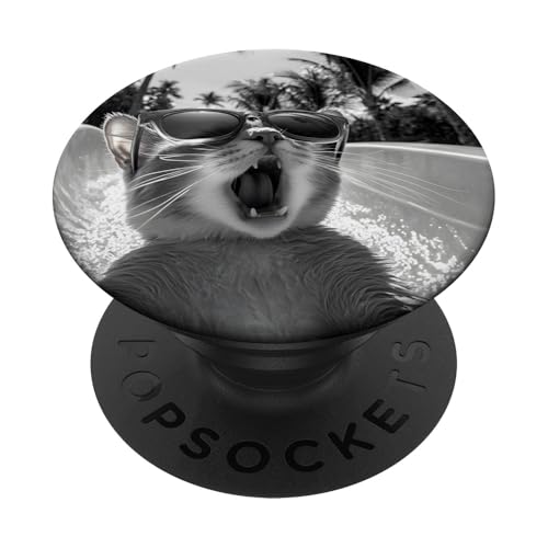 Schockiert aussehende Katze mit Sonnenbrille in einer Wasserrutsche PopSockets Klebender PopGrip Schockiert aussehende Katze mit Sonnenbrille in einer Wasserrutsche PopSockets Klebender PopGrip von Cute and Summery Animal Designs