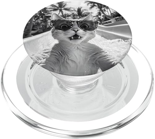 Schockiert aussehende Katze mit Sonnenbrille in einer Wasserrutsche PopSockets PopGrip für MagSafe Schockiert aussehende Katze mit Sonnenbrille in einer Wasserrutsche PopSockets PopGrip für MagSafe von Cute and Summery Animal Designs