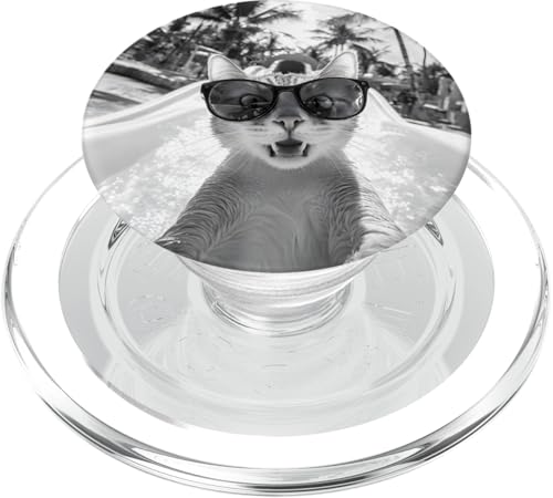 Schockiert aussehende Katze mit Sonnenbrille in einer Wasserrutsche PopSockets PopGrip für MagSafe Schockiert aussehende Katze mit Sonnenbrille in einer Wasserrutsche PopSockets PopGrip für MagSafe von Cute and Summery Animal Designs
